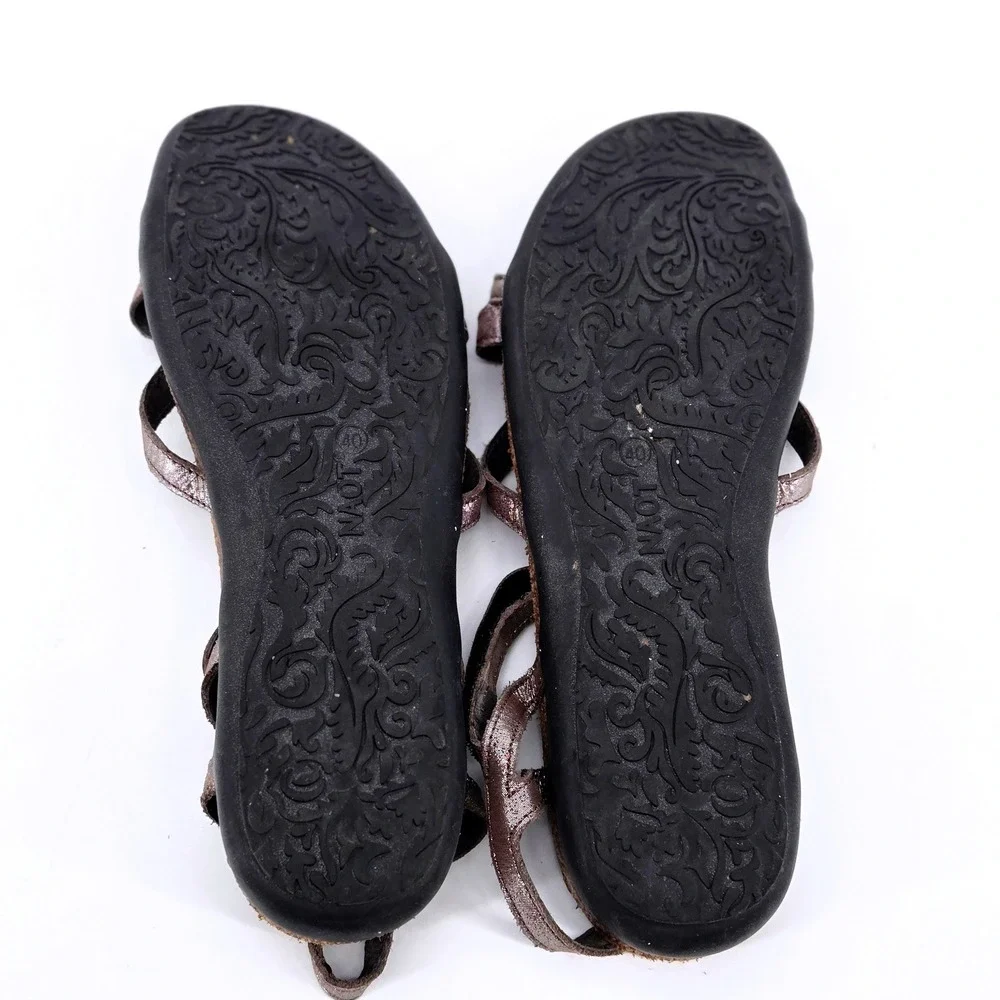 Naot Dorith Strappy Sandal Pewter Metallic Leather Flat Comfort Shoes EU 40 US 9